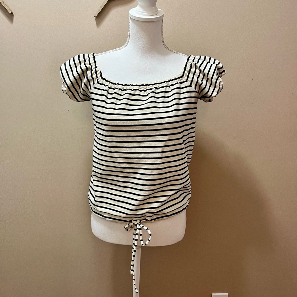 Madewell Melody Off The Shoulder Striped Top Size Small